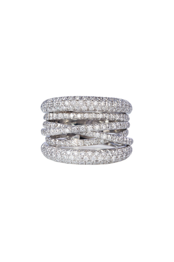 Sidney Garber 18k White Gold Diamond Scribble Ring - view 1