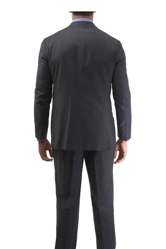 Kiton Charcoal Gray Tonal Plaid Wool Suit - view 3