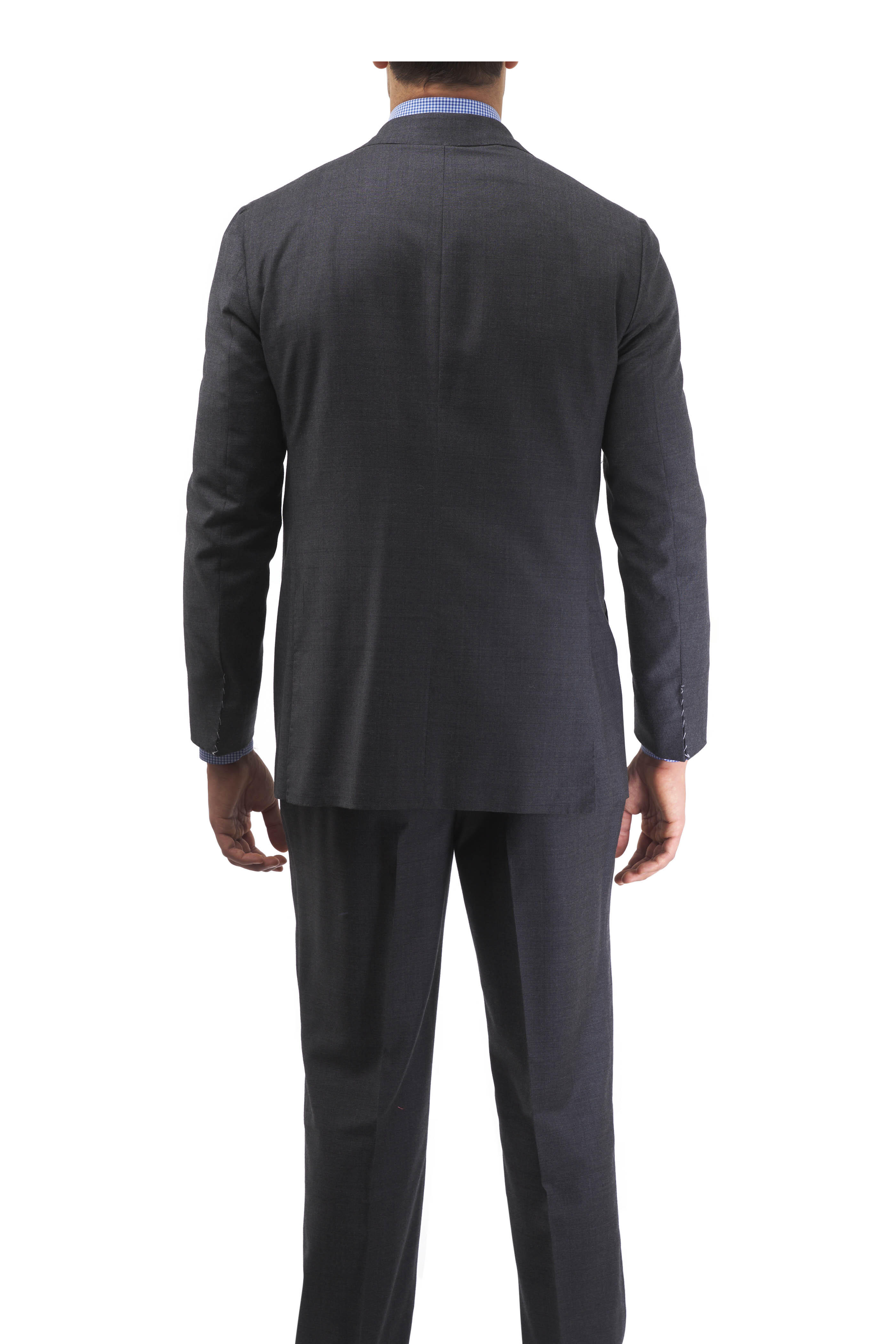 Kiton - Charcoal Gray Tonal Plaid Wool Suit