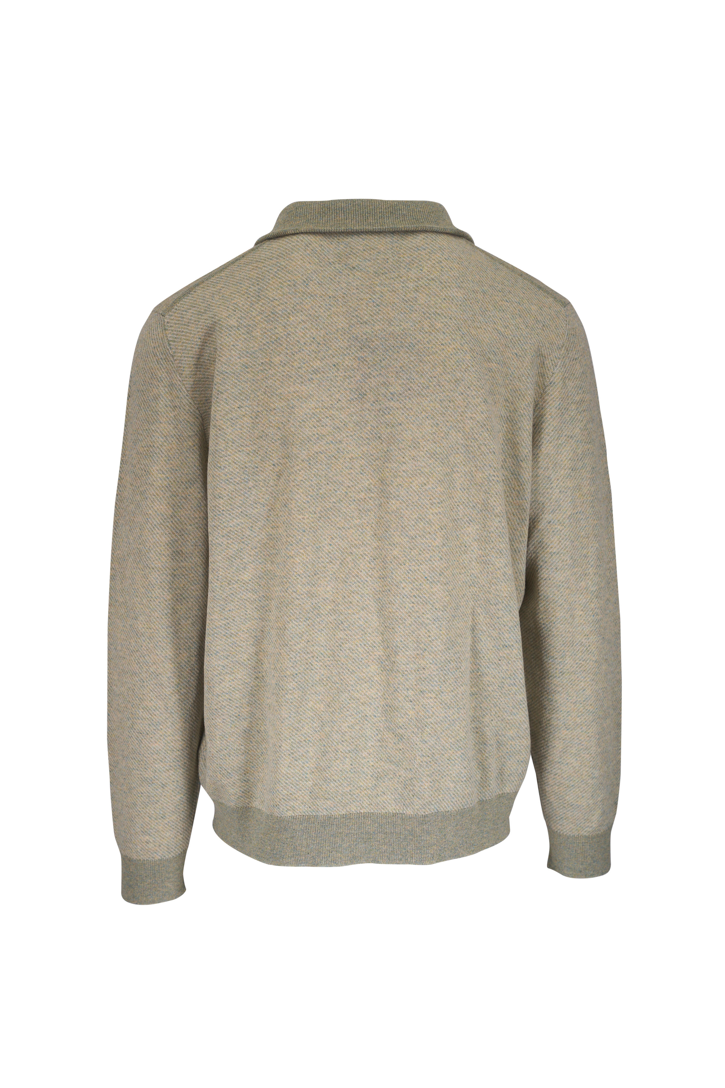 Loro Piana - Roadster Revamp Green Cashmere Quarter Zip - view 2