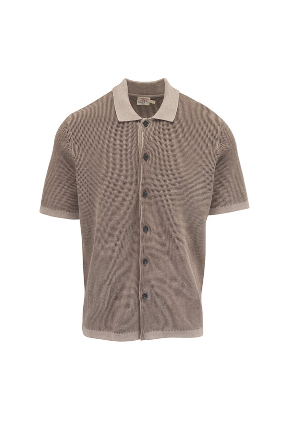 Faherty Brand Sunwashed Island Brown Cotton Sweater Shirt