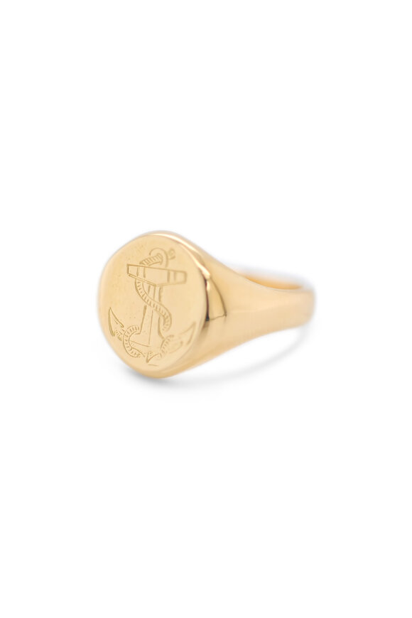 Kali Zoe 18k Yellow Gold Anchor Signet Ring - view 1