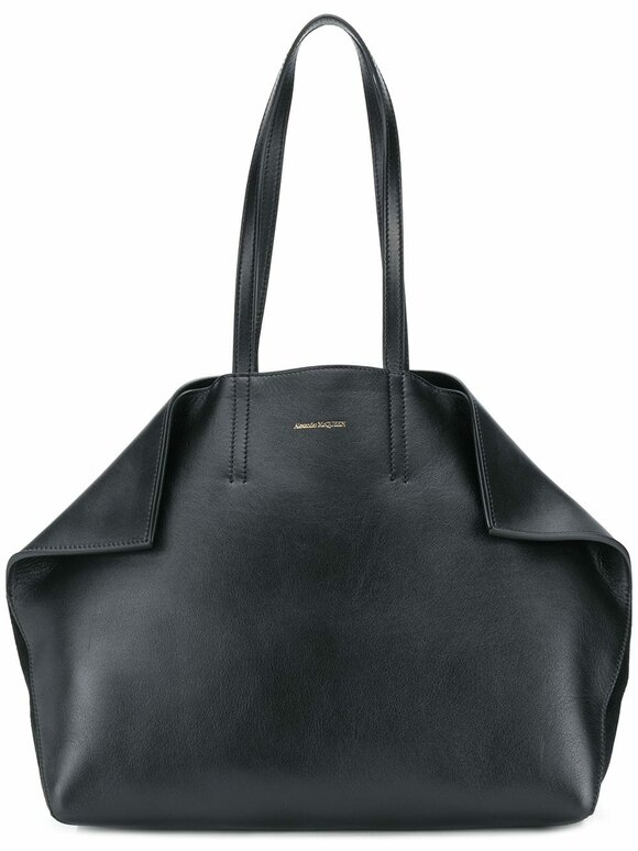 McQueen - Butterfly Black Leather East-West Medium Tote