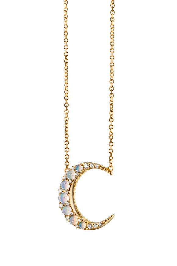 Monica Rich Kosann - Opal Mini Crescent Moon Necklace