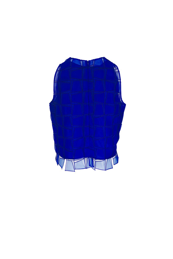 Akris Lapis Blue Trapezoid Embroidered Blouse - view 2