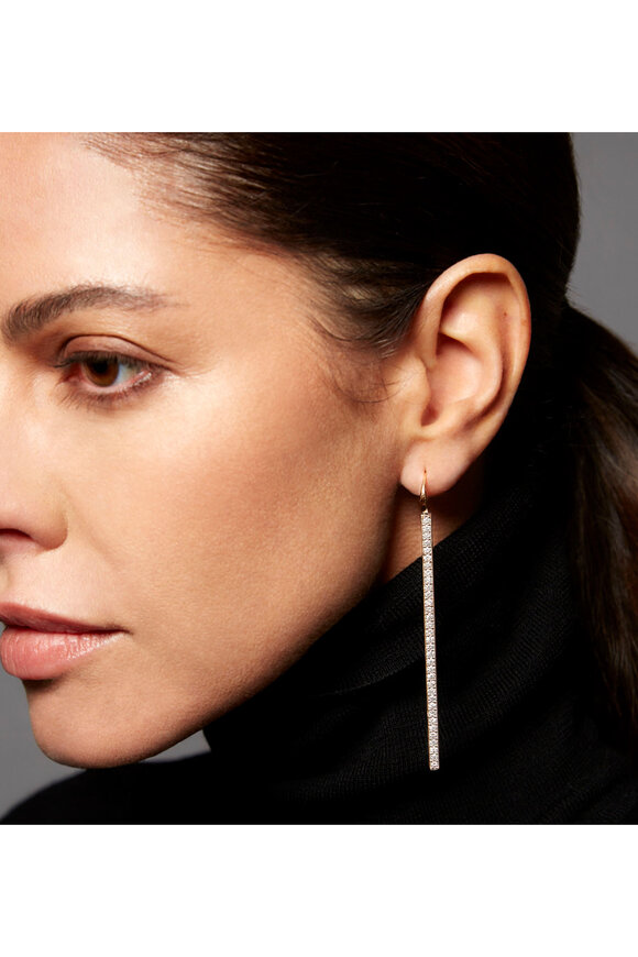 Walters Faith - Rose Gold Grant Diamond Bar Earrings