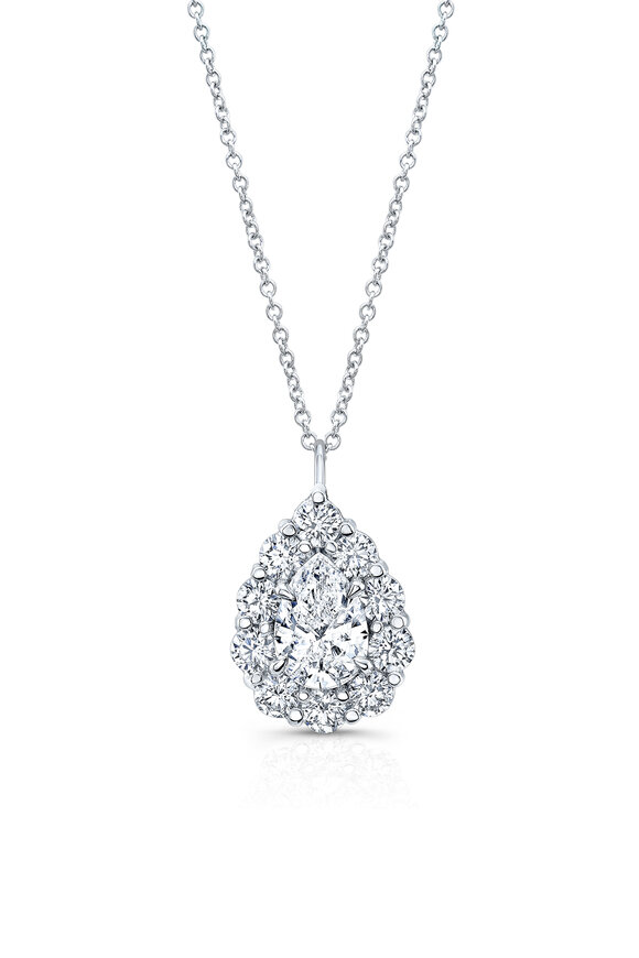 Rahaminov - Brilliant White Pear Diamond Pendant Necklace