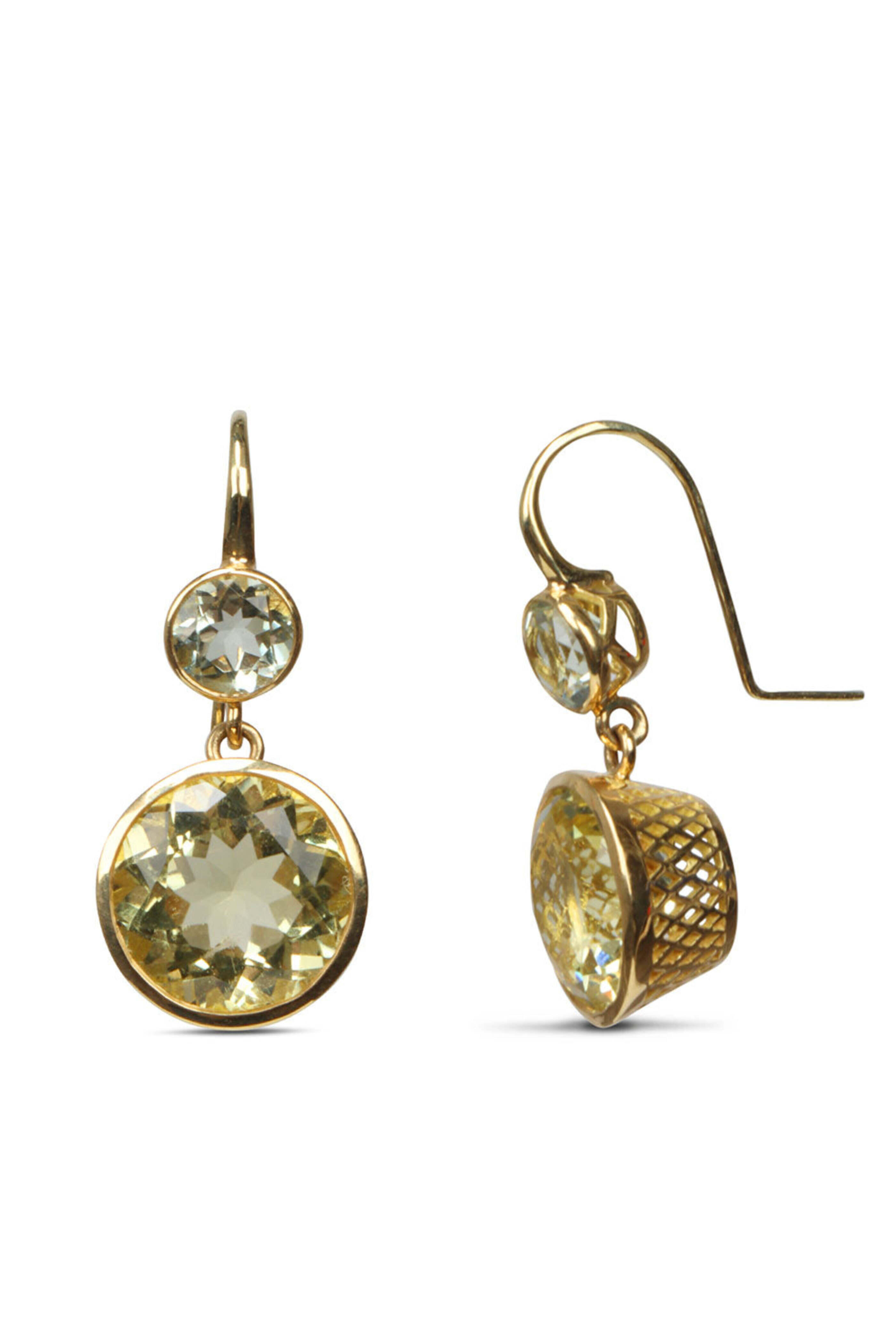 Ray Griffiths - Green Amethyst and Green Citrine Earrings