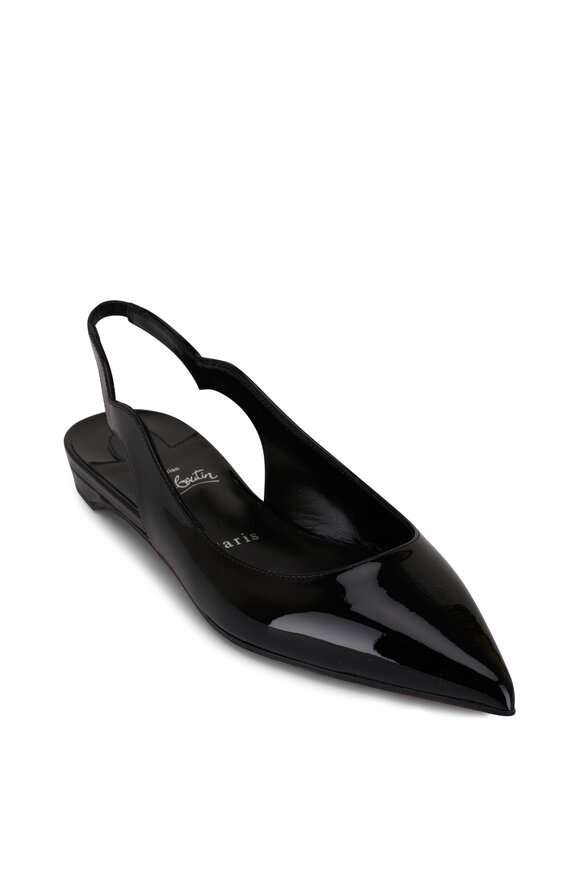 Christian Louboutin Hot Chickita Black Patent Leather Slingback Flat