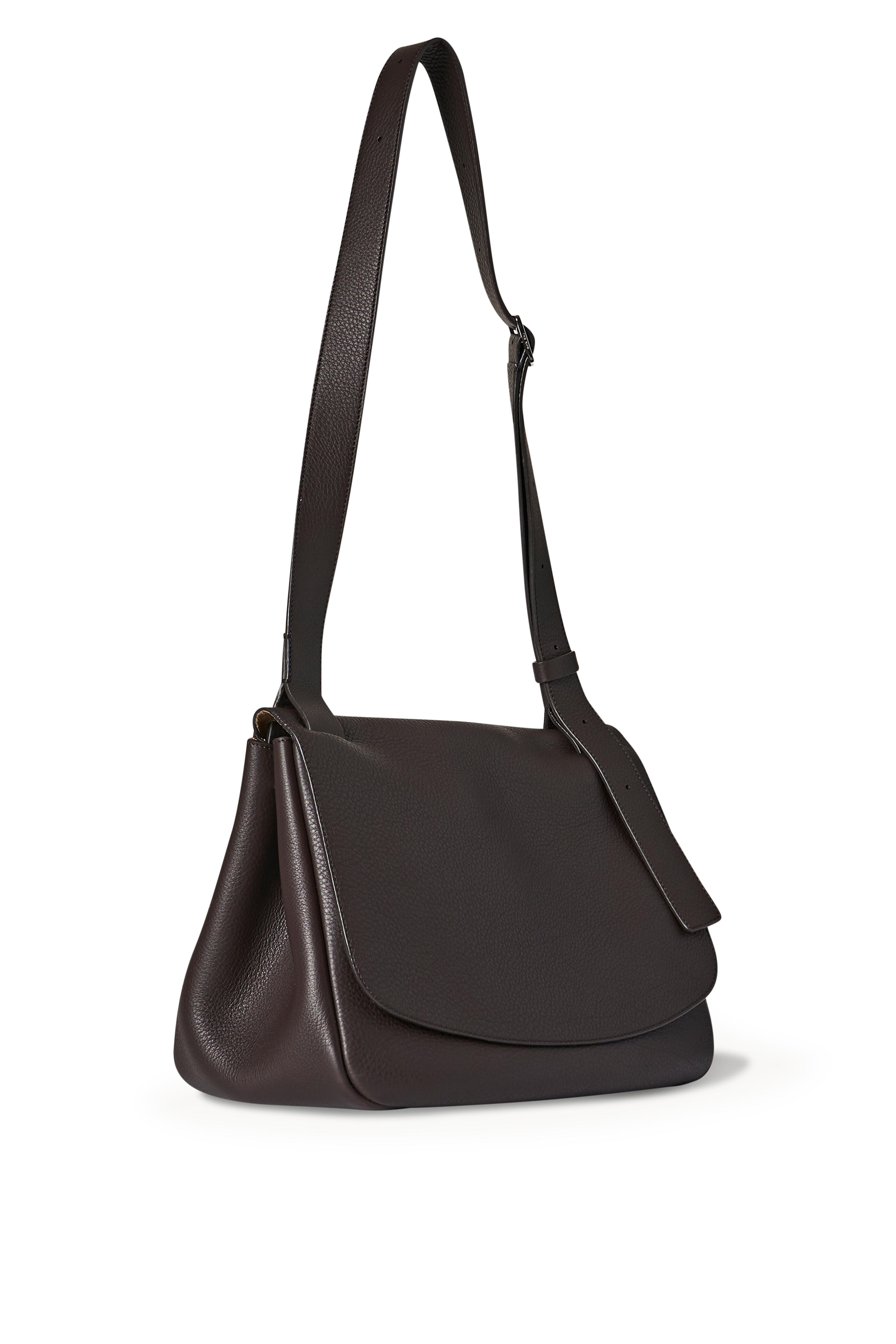 The Row Small Mail Bag Mocha Leather Shoulder Bag