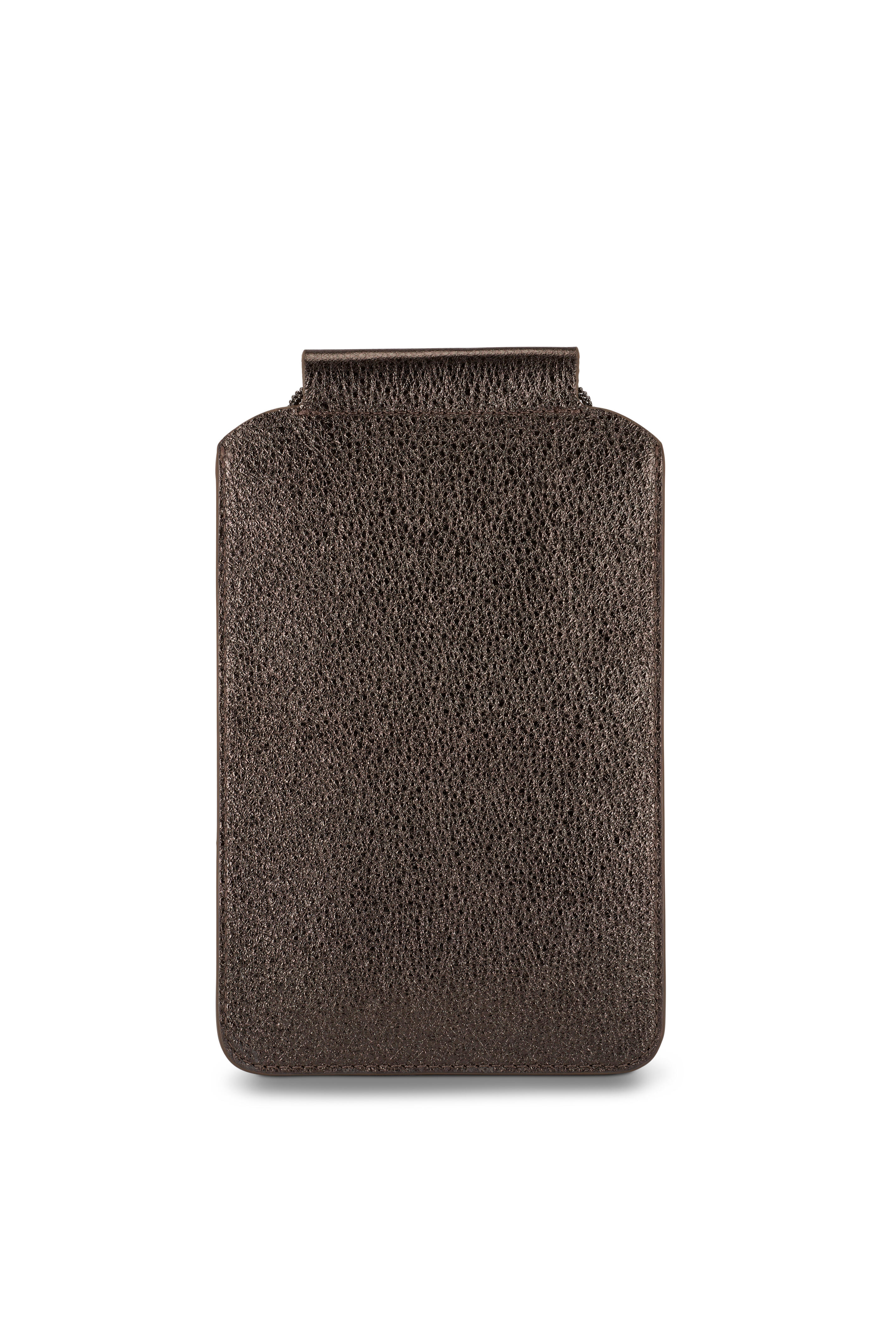 Brunello Cucinelli - Metallic Silver Bronze Leather Phone Case