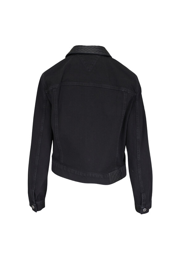 Bottega Veneta Black Denim & Intrecciato Trucker Jacket - view 3