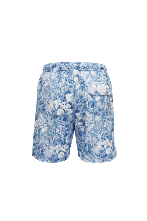 Paul & Shark Light Blue Floral Print Swim Trunks - view 3