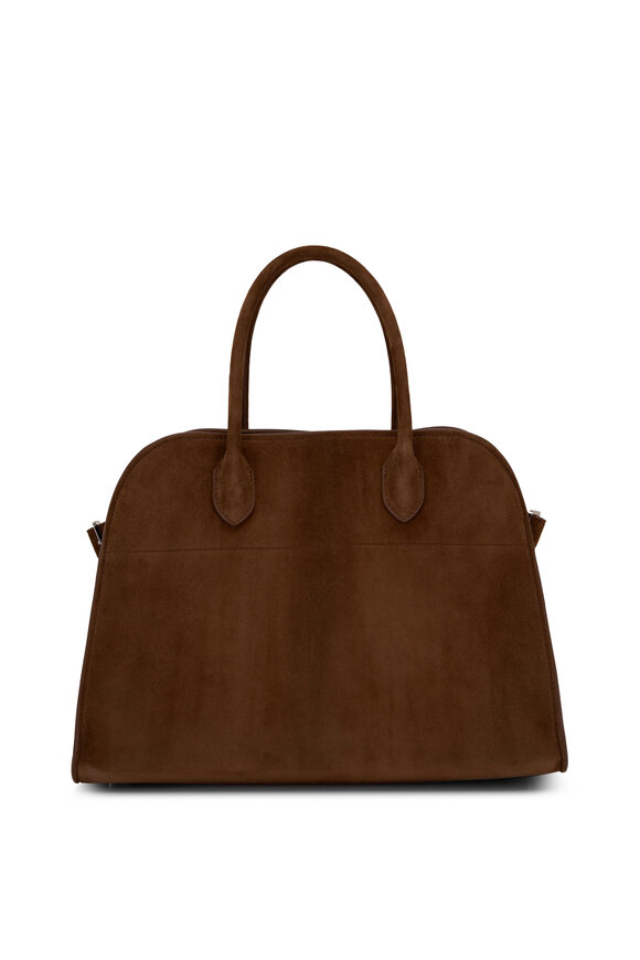 The Row - Soft Margaux 12 Desert Brown Suede Top Handle Bag