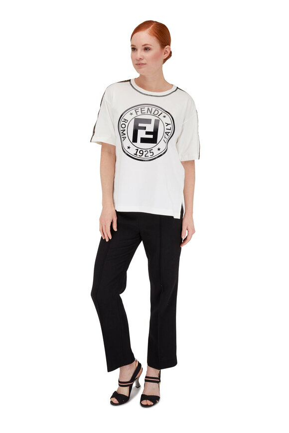 Fendi - White Logo-Taped Short Sleeve T-Shirt