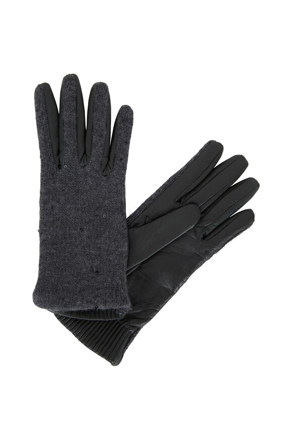 Brunello Cucinelli - Dark Green Cashmere & Leather Paillette Gloves