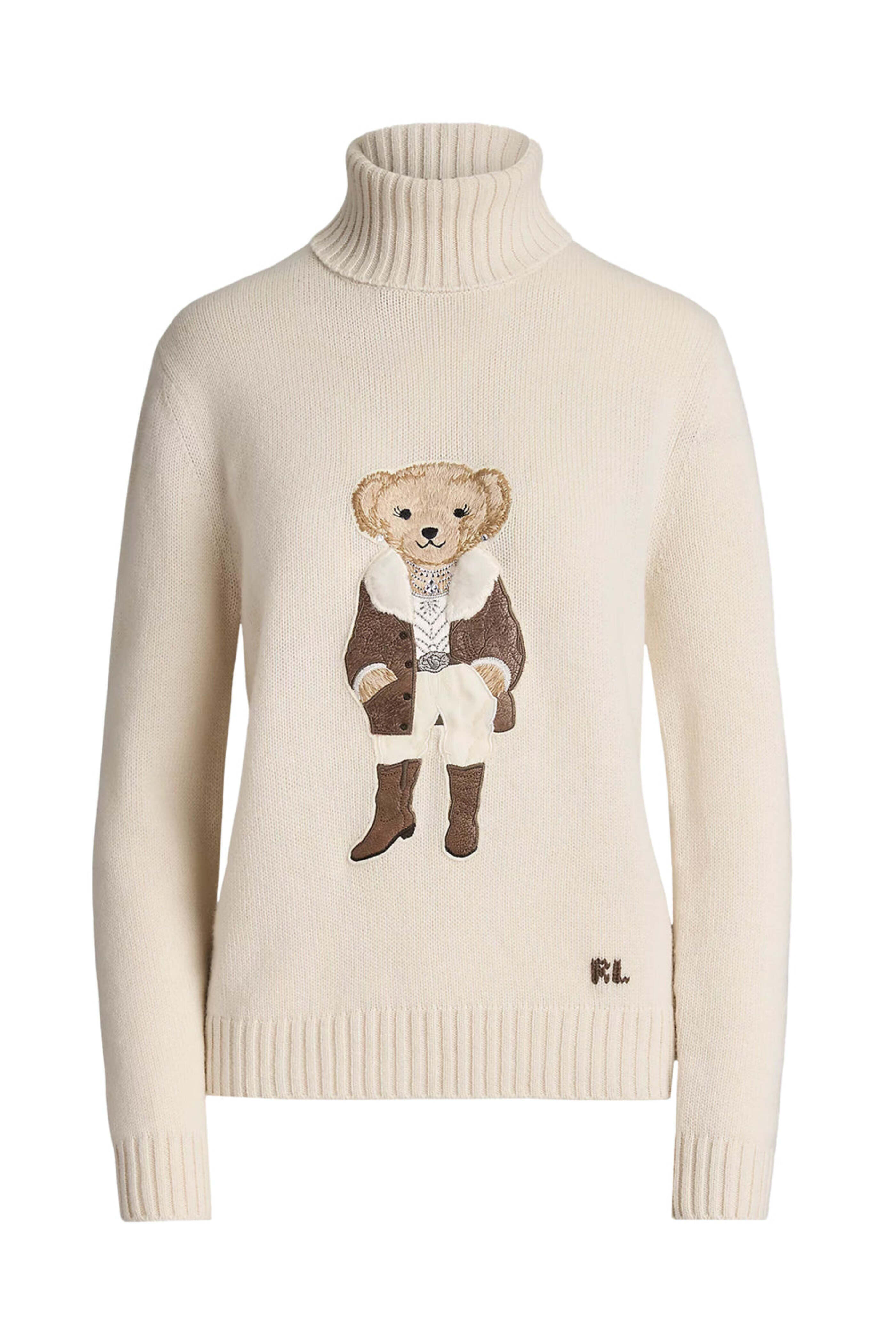 Ralph Lauren - Cream Cashmere Rancher Bear Sweater