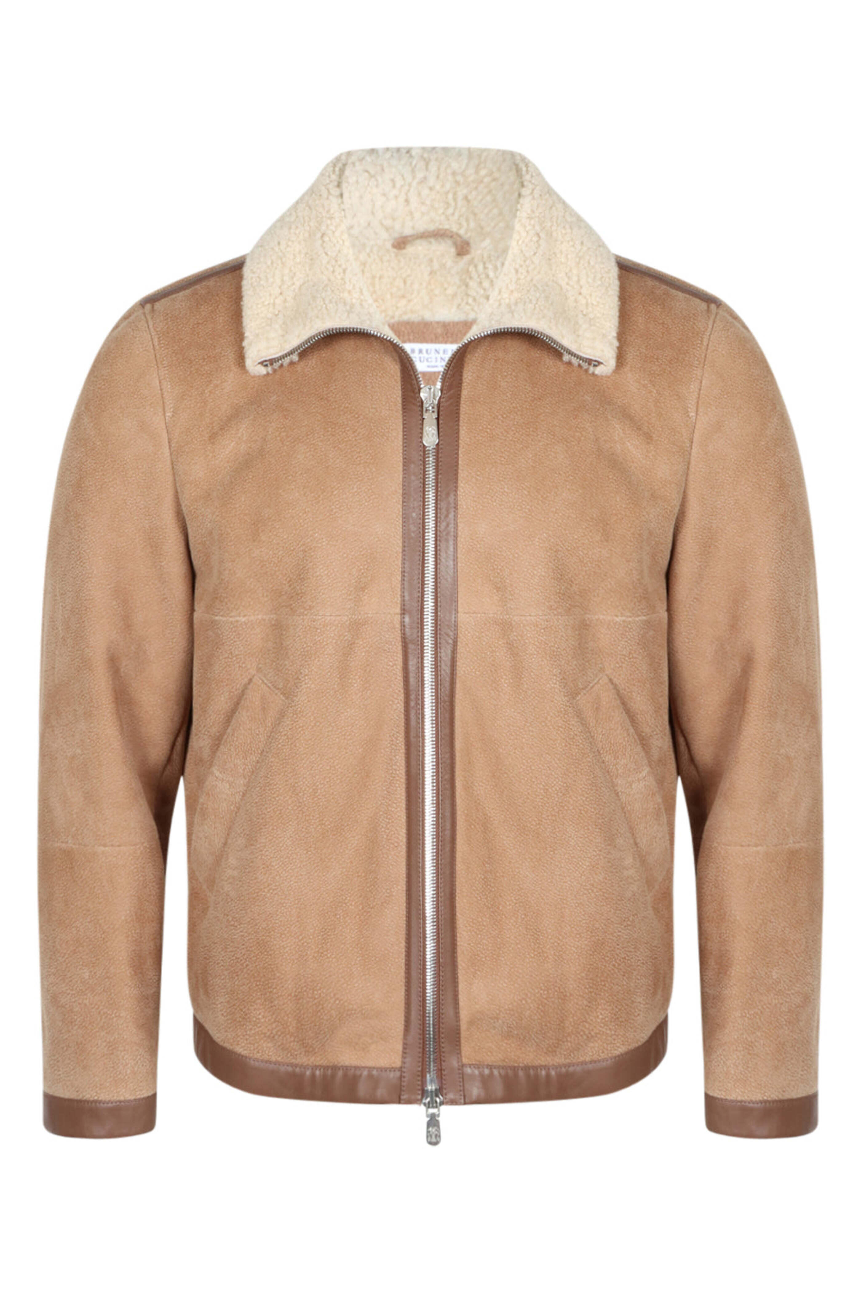 Brunello Cucinelli - Light Brown Suede Shearling Jacket