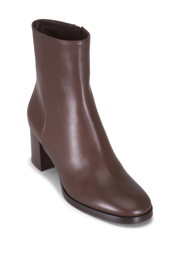 Gianvito Rossi Santiago Brown Leather Bootie, 60mm - view 1