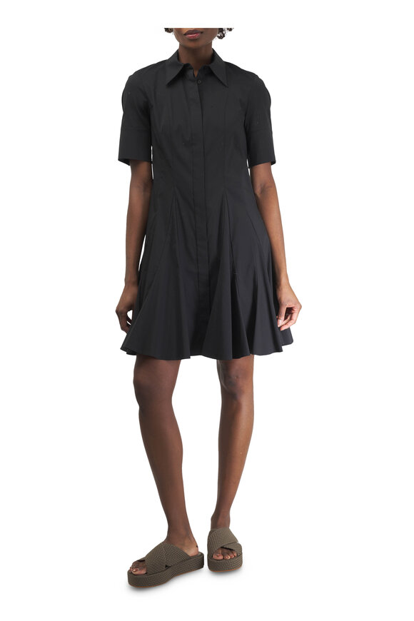 Lafayette 148 New York - Black Stretch Cotton Peplum Shirtdress