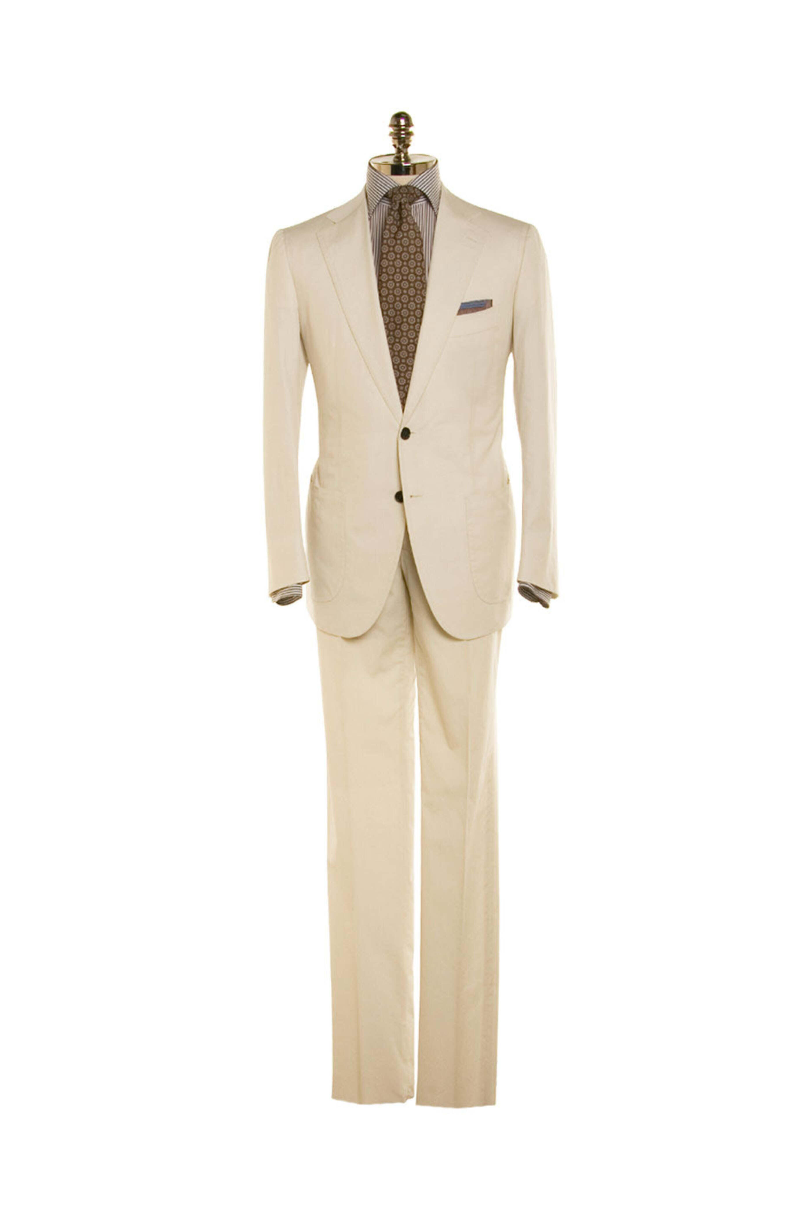 Cesare Attolini - Bone Sea Island Cotton Suit | Mitchell Stores