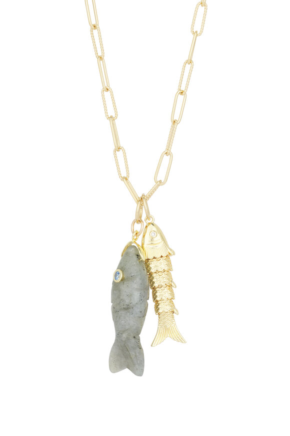 Cristina V. Gray Labradorite & Gold Fish Necklace - view 2