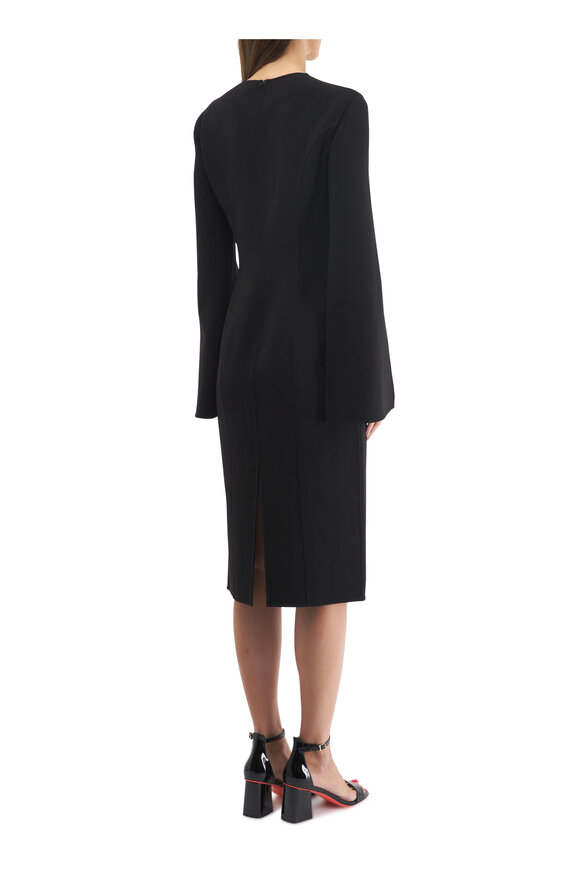 Michael Kors Collection - Black Split Sleeve Sheath Midi Dress 