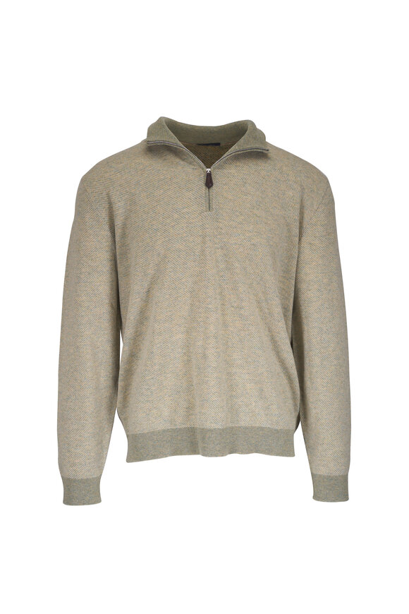 Loro Piana Roadster Revamp Green Cashmere Quarter Zip - view 1