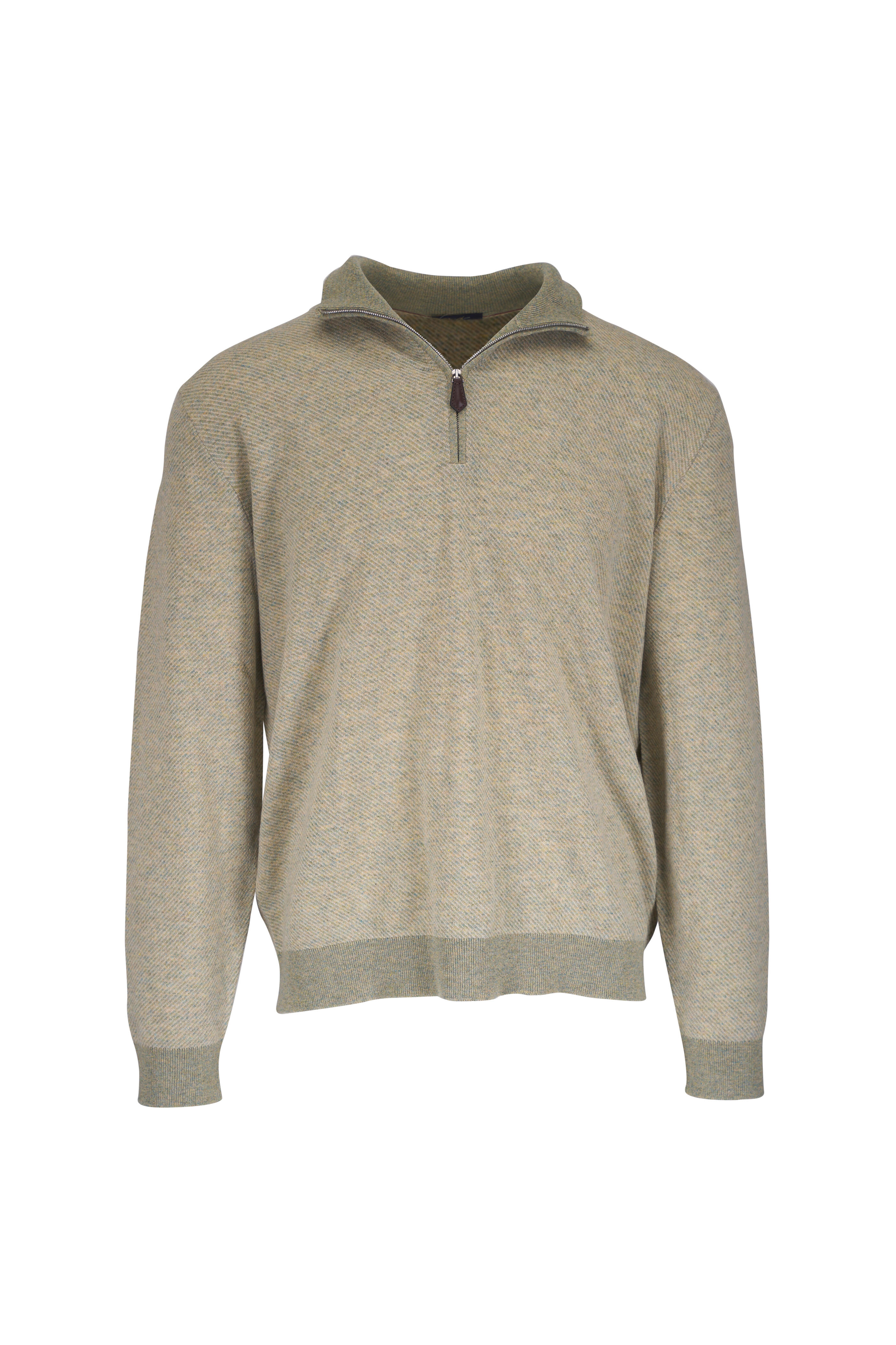 Loro Piana - Roadster Revamp Green Cashmere Quarter Zip - view 1