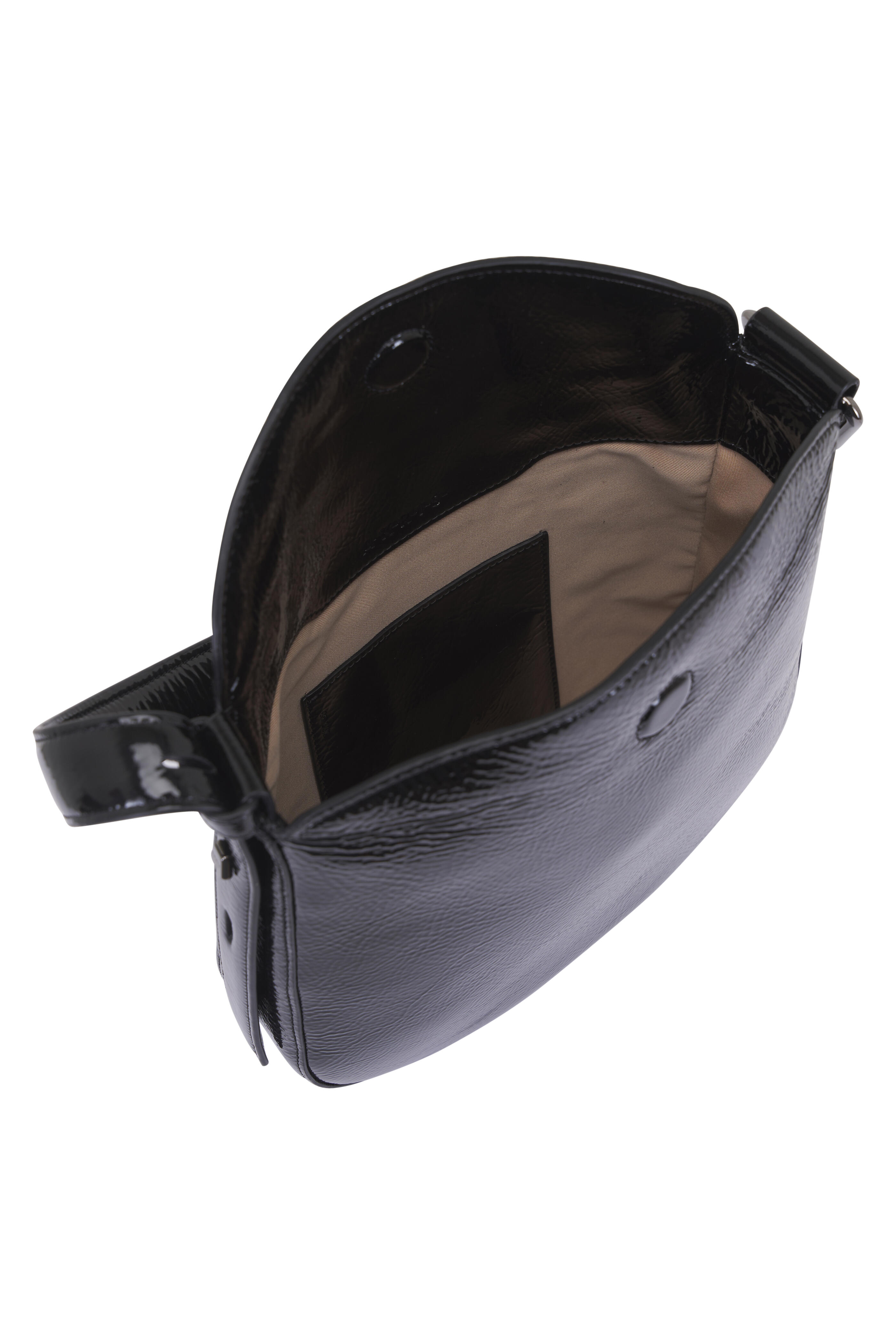 Akris - Anna Little Black Patent Leather Hobo Bag