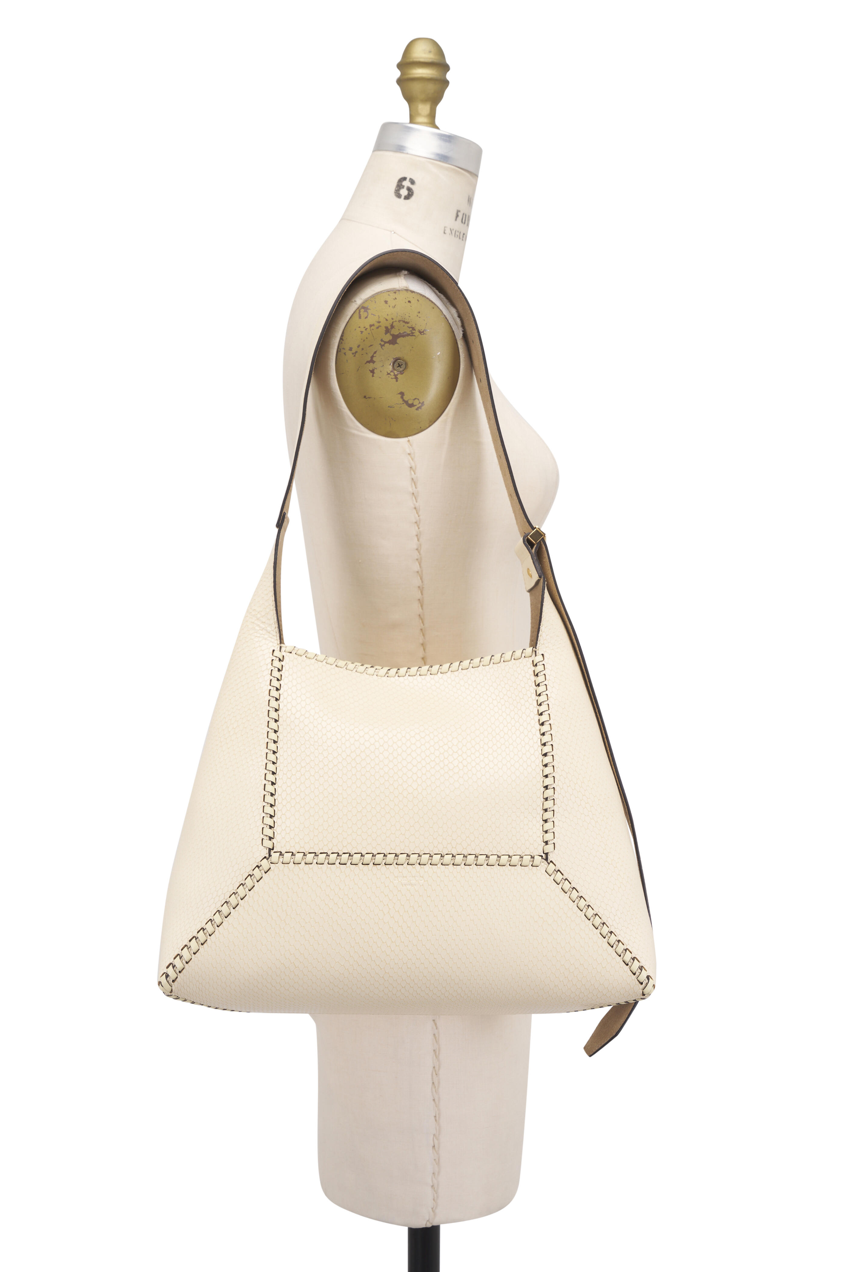 Jimmy Choo - Diamond Buttermilk Embossed Leather Hobo