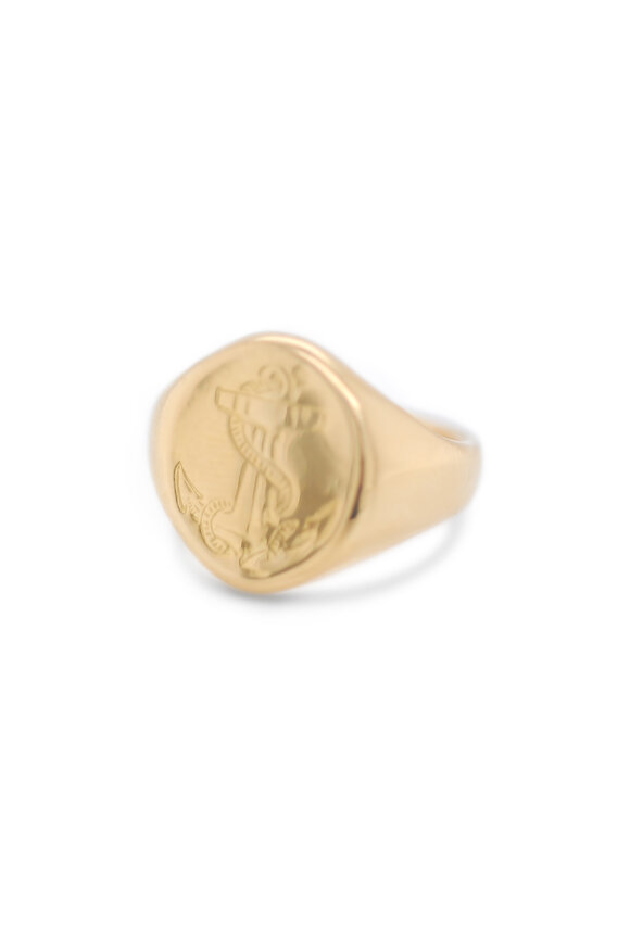 Kali Zoe 18k Yellow Gold Anchor Signet Pinky Ring - view 1