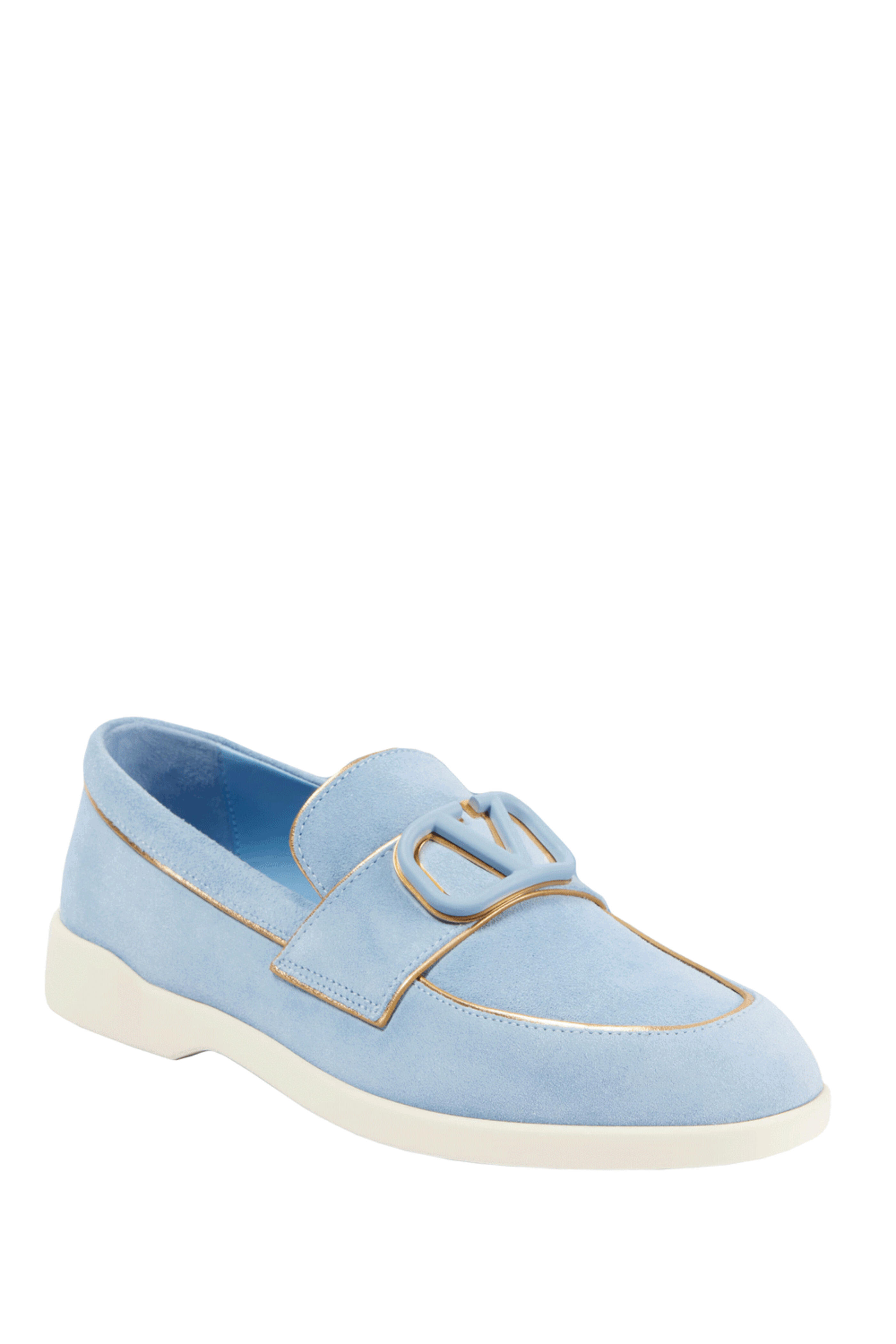 Valentino Garavani - Leisure Flows Suede Loafer in Popeline Blue