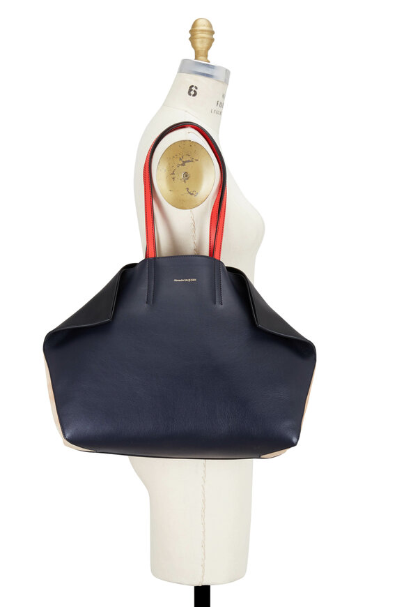 McQueen - Navy Blue Leather Butterfly Tote