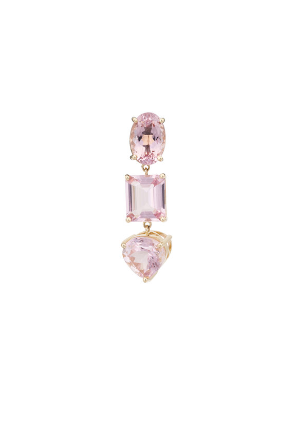 Kai Linz 14k Yellow Gold Pink Morganite 3 Drop Earring - view 2