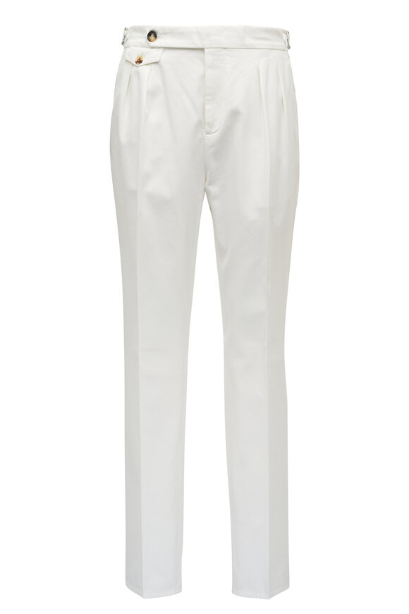 Brunello Cucinelli Snow White Cotton Gabardine Pant