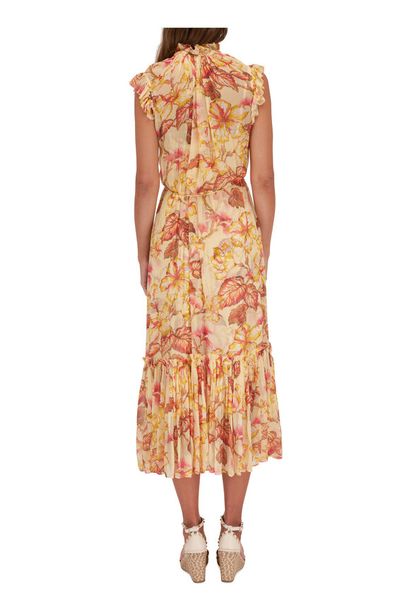 Zimmermann - Matchmaker Yellow Hibiscus Flutter Midi Dress