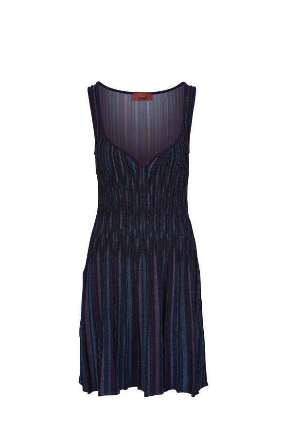 Missoni Blue & Black Multicolor Diamond Lamé Mini Dress