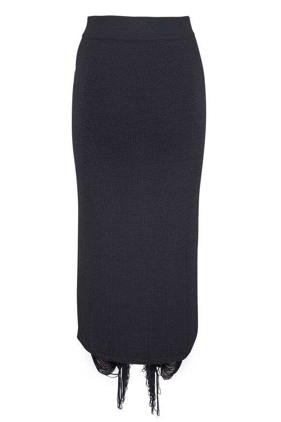 Akris Black Draped Fringe Midi Skirt - view 3