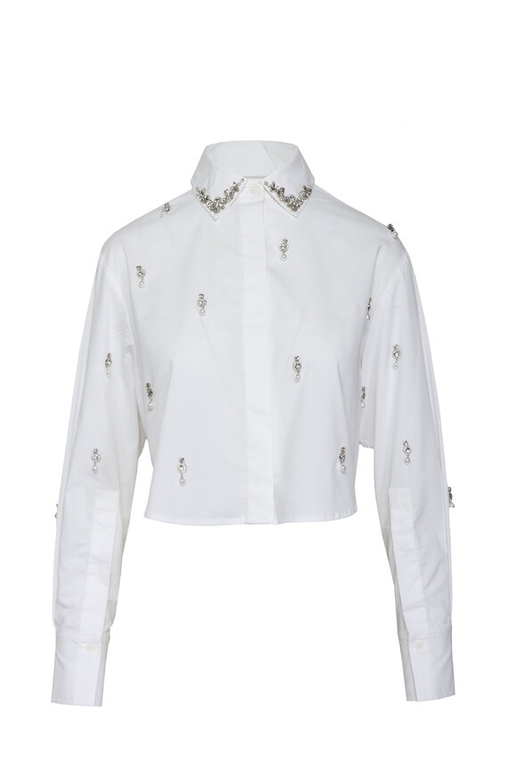 Simkhai Renata White Embellished Button Up Shirt