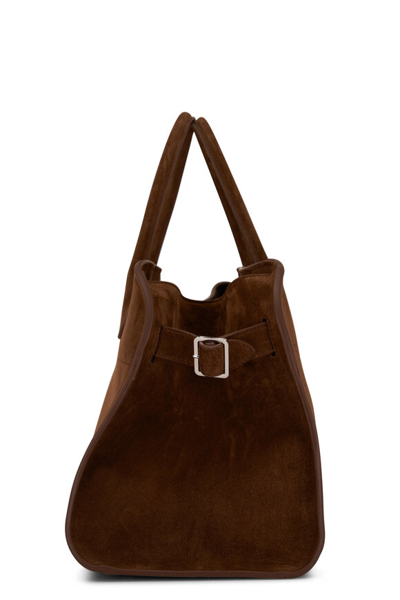 The Row - Soft Margaux 12 Desert Brown Suede Top Handle Bag