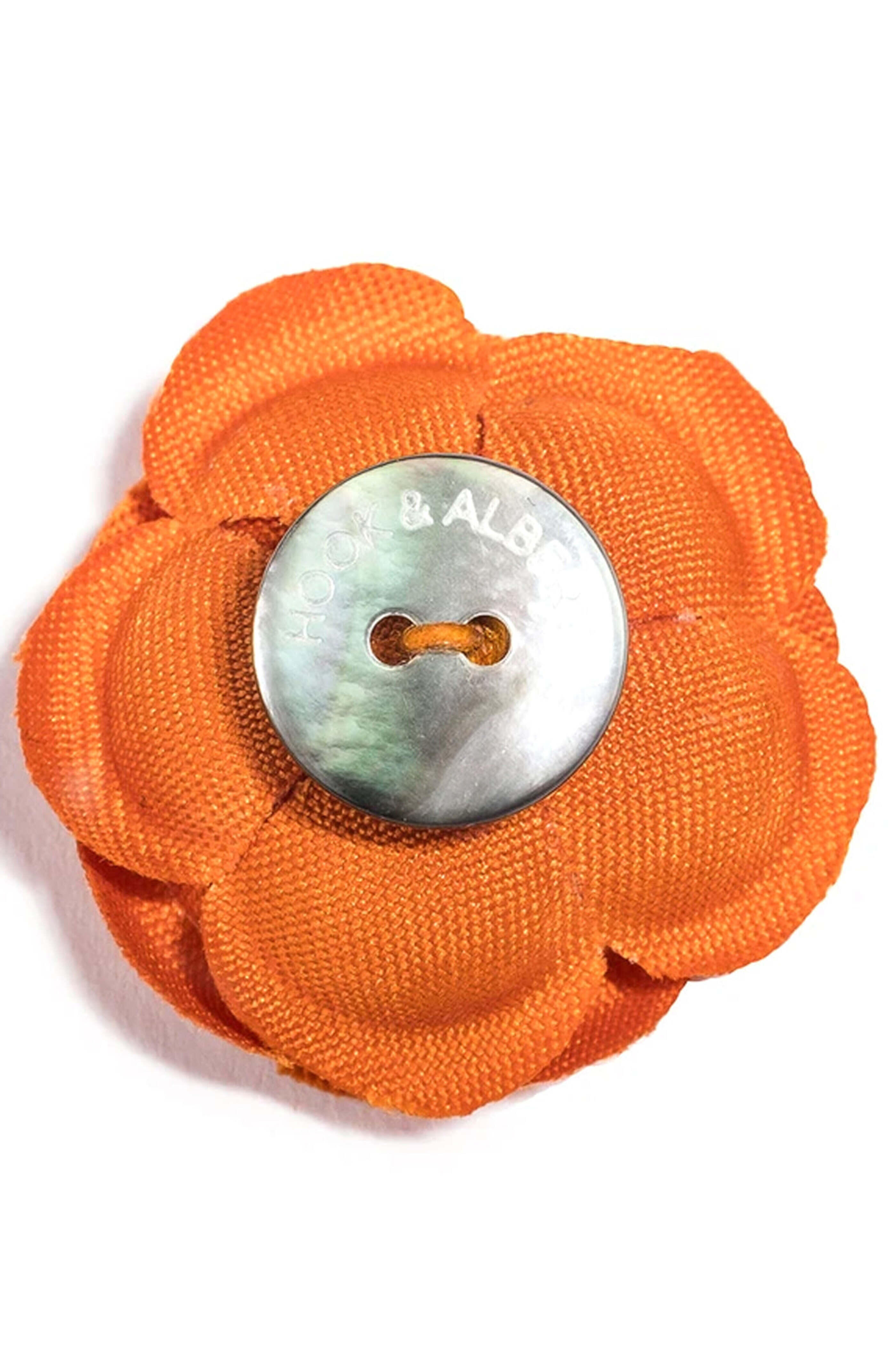 Hook + Albert - Small Buttercup Lapel Flower in Burnt Orange