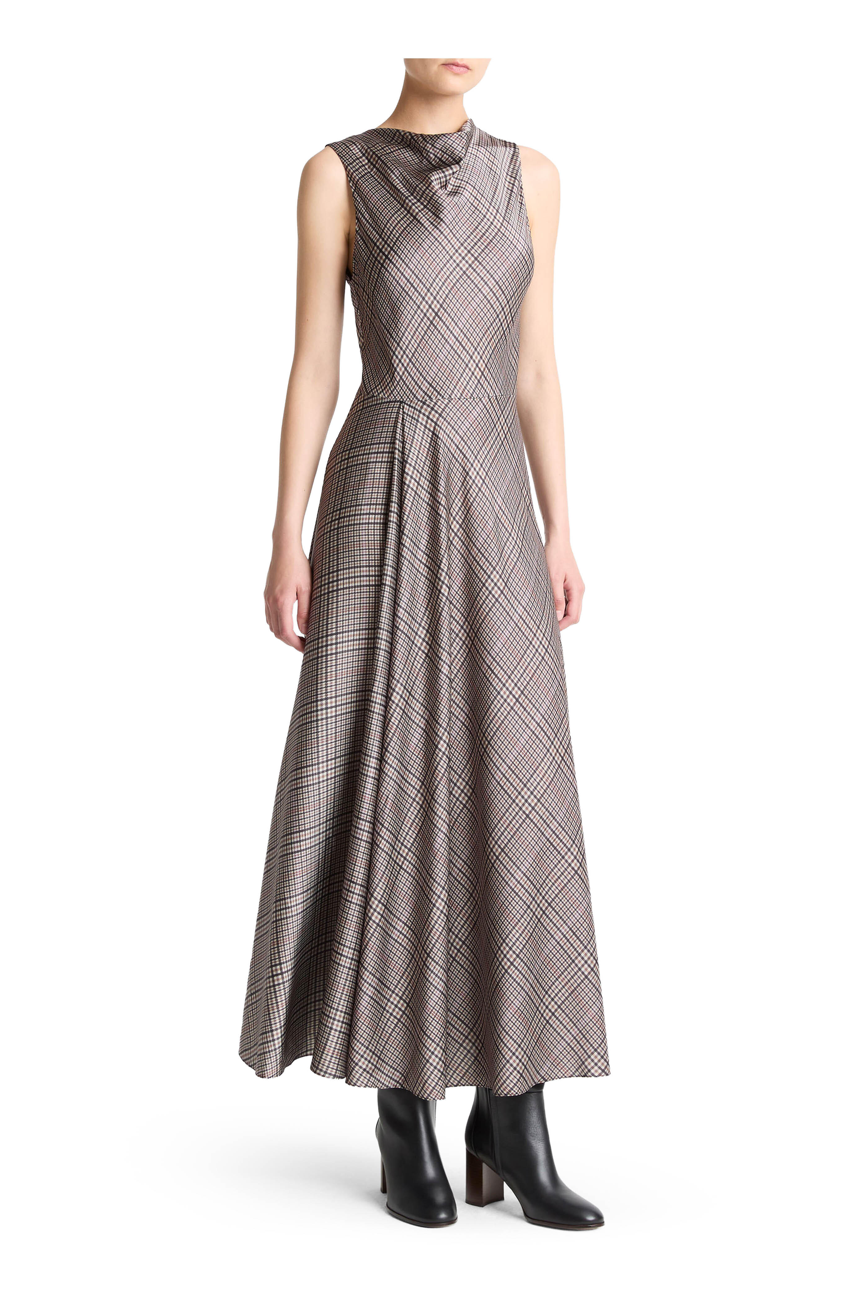 Vince - Pressed Plaid A-Line Midi Dress