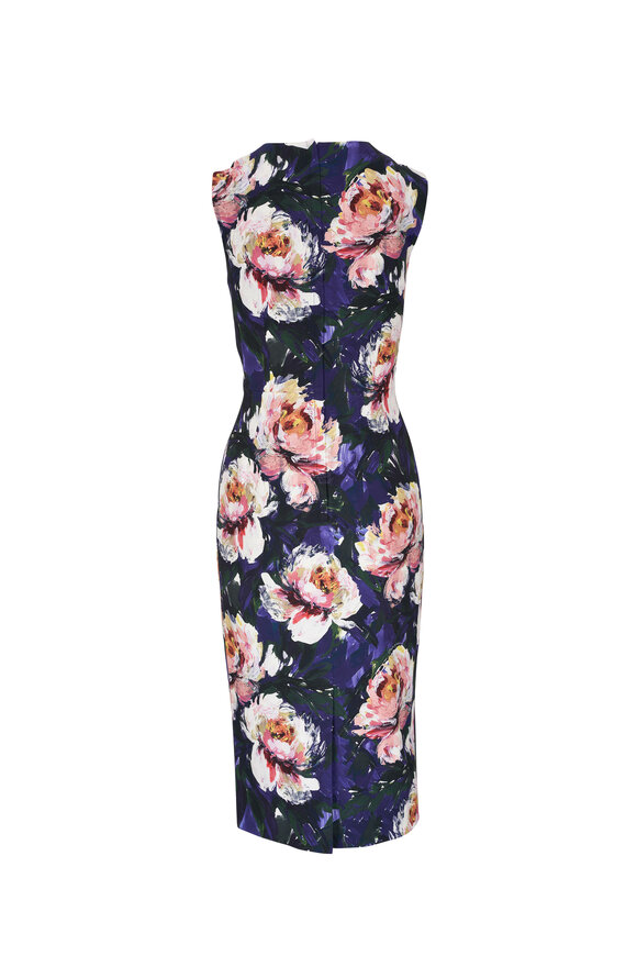 Dolce & Gabbana - Purple & Pink Painted Flower Midi Dress