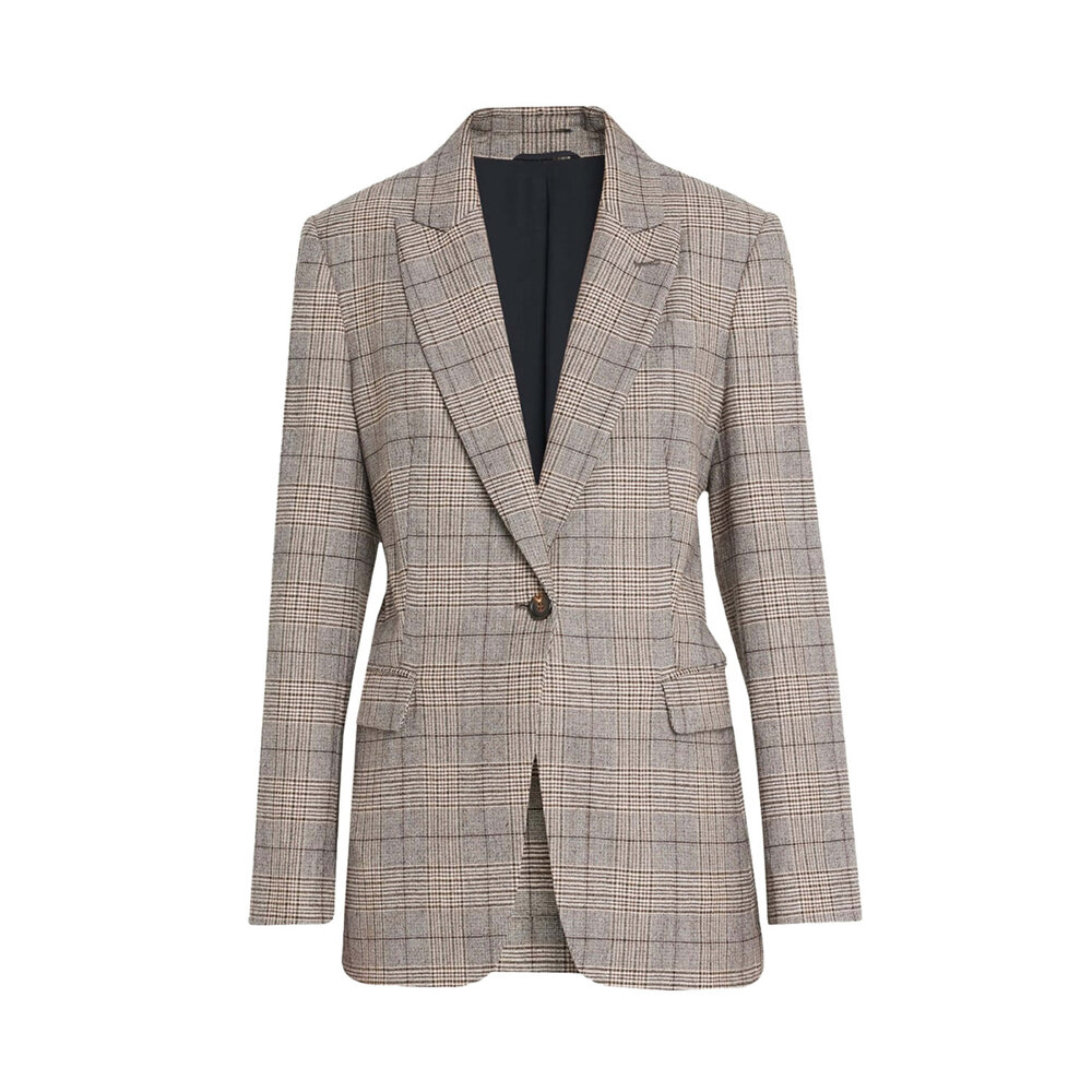 BRUNELLO CUCINELLI ベージュ チェック柄 ビジネスジャケット cucinelli-woold-cotton-glen-