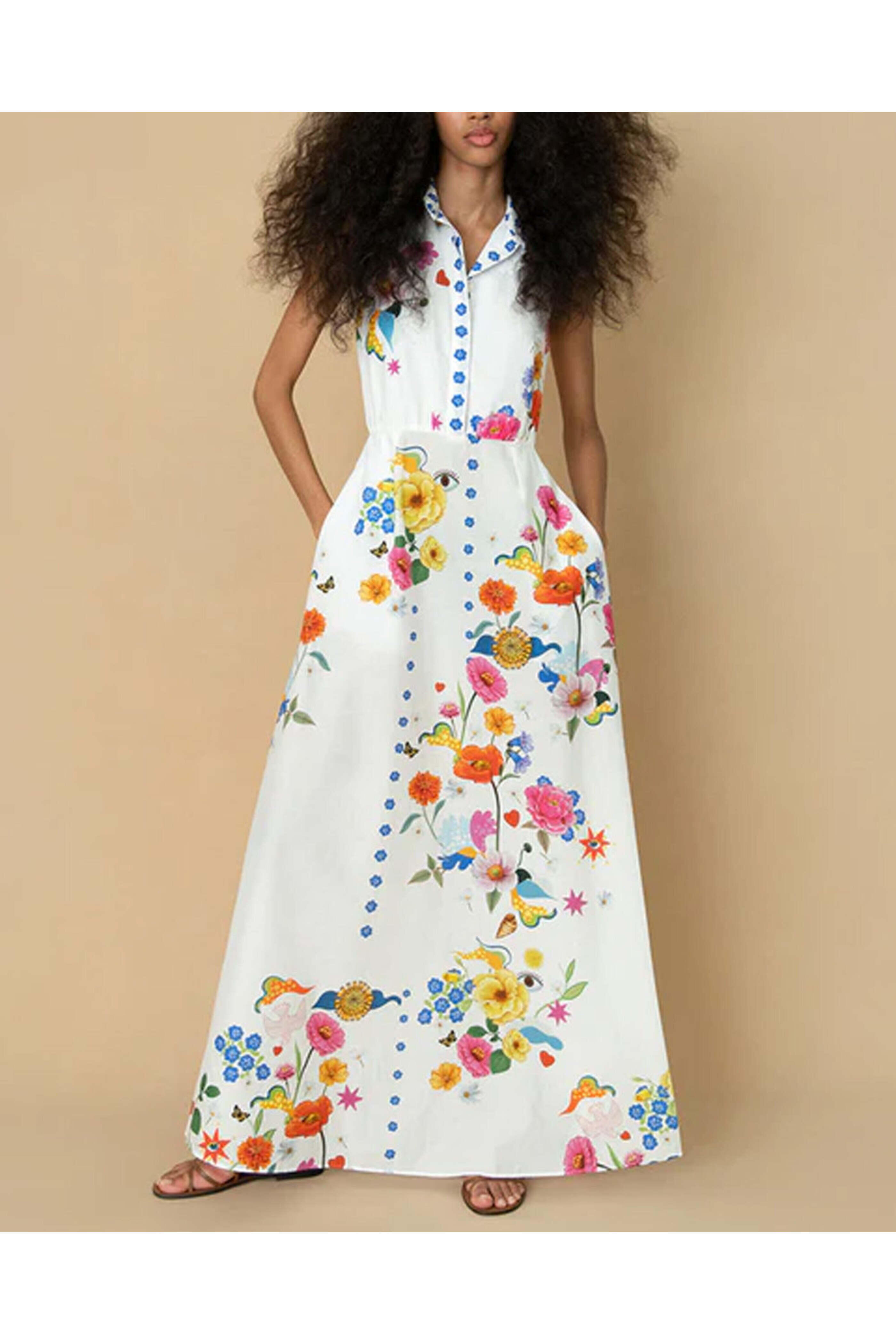 Borgo De Nor - Juayua White Sleeveless Button Down Paloma Dress