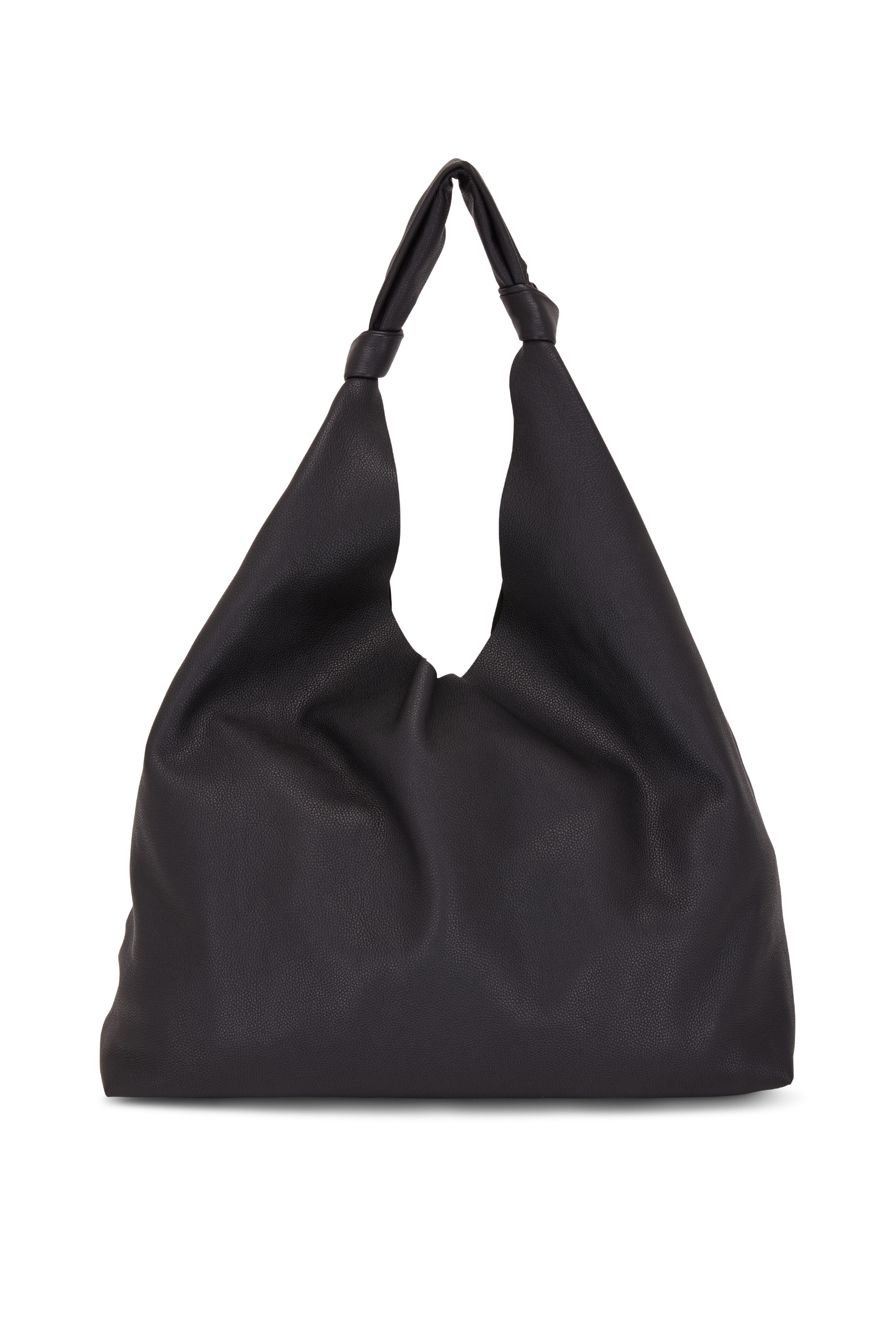 The Row - Bindle Black Grained Leather Large Hobo Bag