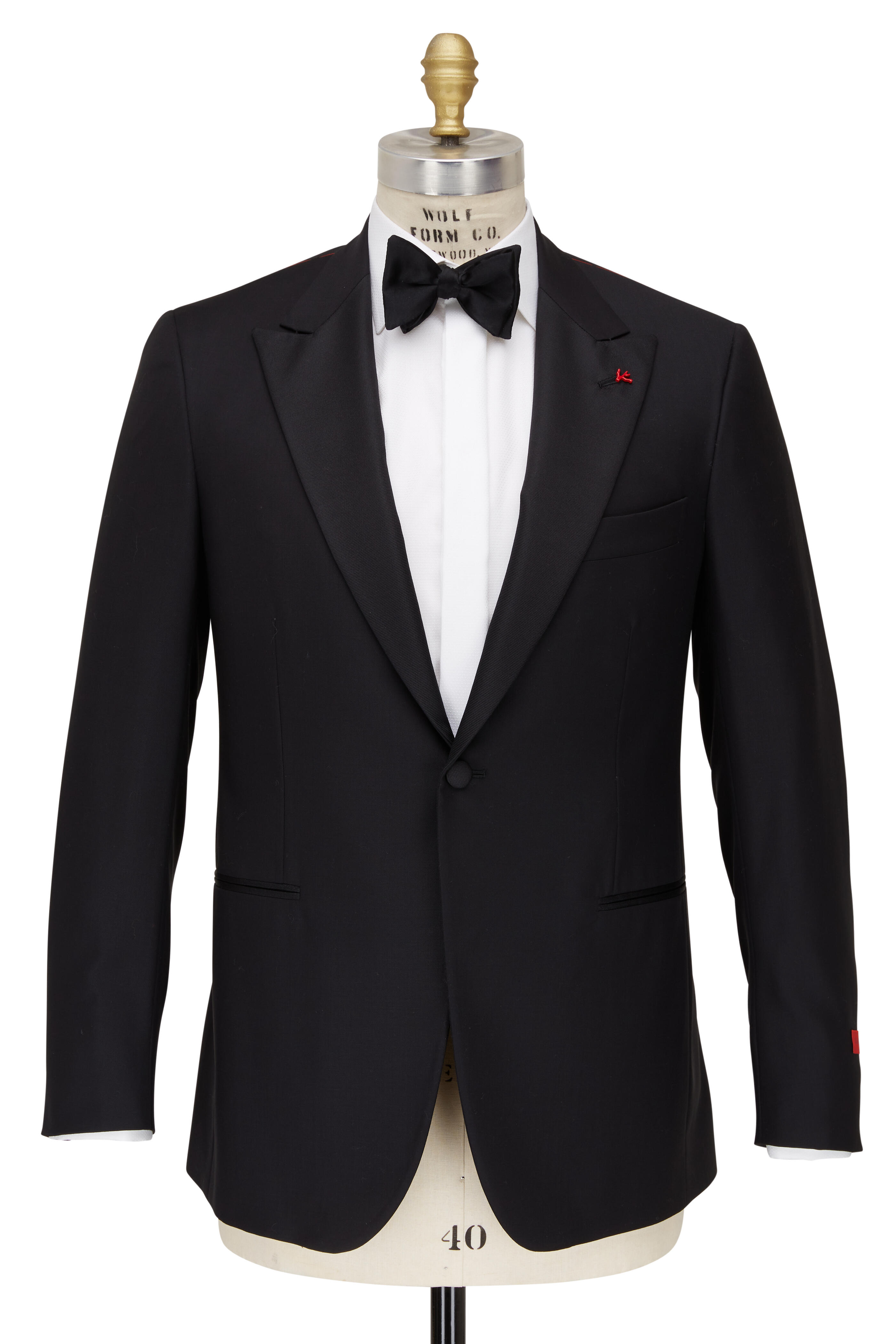 Isaia - Black Wool Peak Lapel Tuxedo | Mitchell Stores