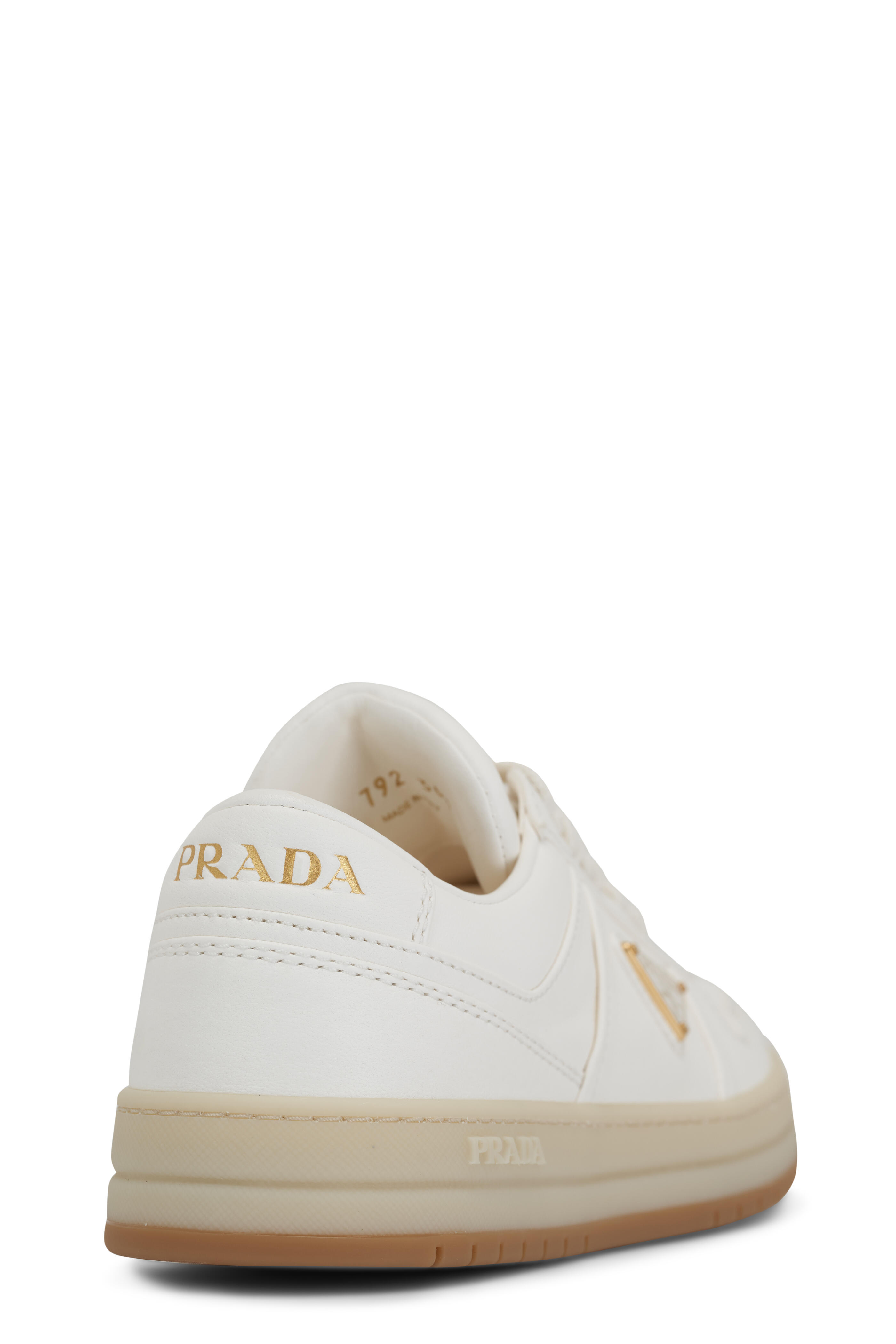 Prada - Downtown Ivory Leather Sneaker | Mitchell Stores