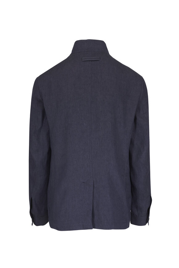 Zegna Il Conte Osai Dark Navy Linen Jacket - view 3